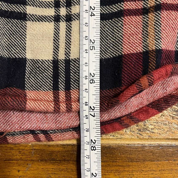 OBEY Propaganda Button Down Flannel Shirt Red Tan Navy Plaid Mens Size Small - Picture 6 of 11